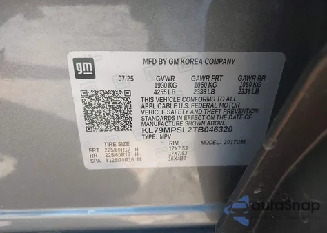 2026 Chevrolet Trailblazer Fwd Lt z USA, uszkodzony, nr VIN KL79MPSL2TB046320